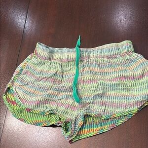BDG Green and Pink Athletic Shorts with Elastic Waistband